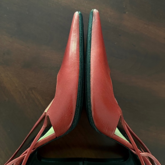 Alain Tondowski Paris Red Pointed Toe Sling Back Heels Size US 9 - Picture 10 of 12